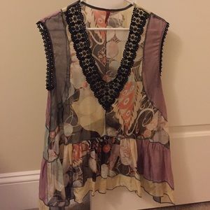 Anthropologie ONE .SEPTEMBER Silk & Lace Blouse